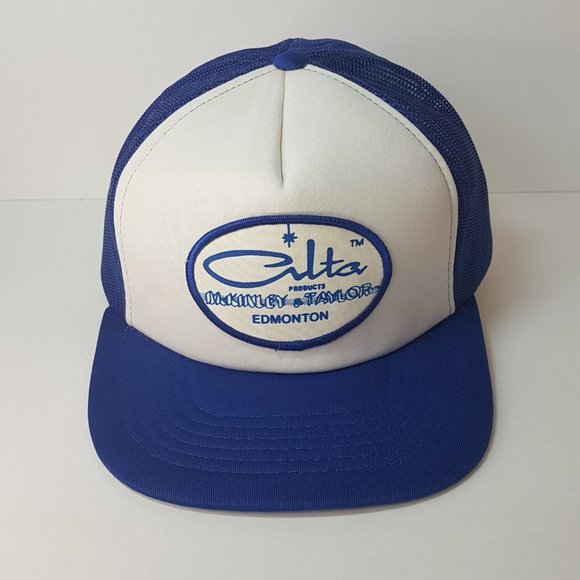 Vintage 80s MckINLEY & Taylor Hat Snapback Trucker Hat Classic Cap Blue Edmonton - Picture 3 of 15